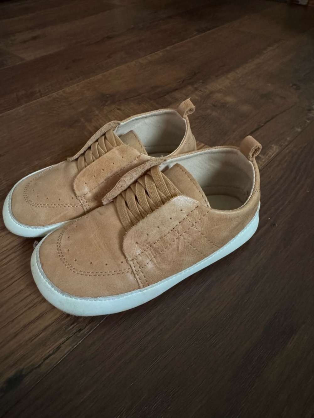 Little Love Bug Kids Tan Suede Slip-On Sneakers